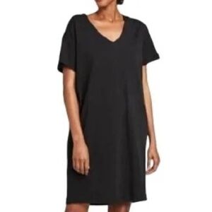 Prologue 100% Cotton Black V-Neck Short Sleeve Shift Dress L